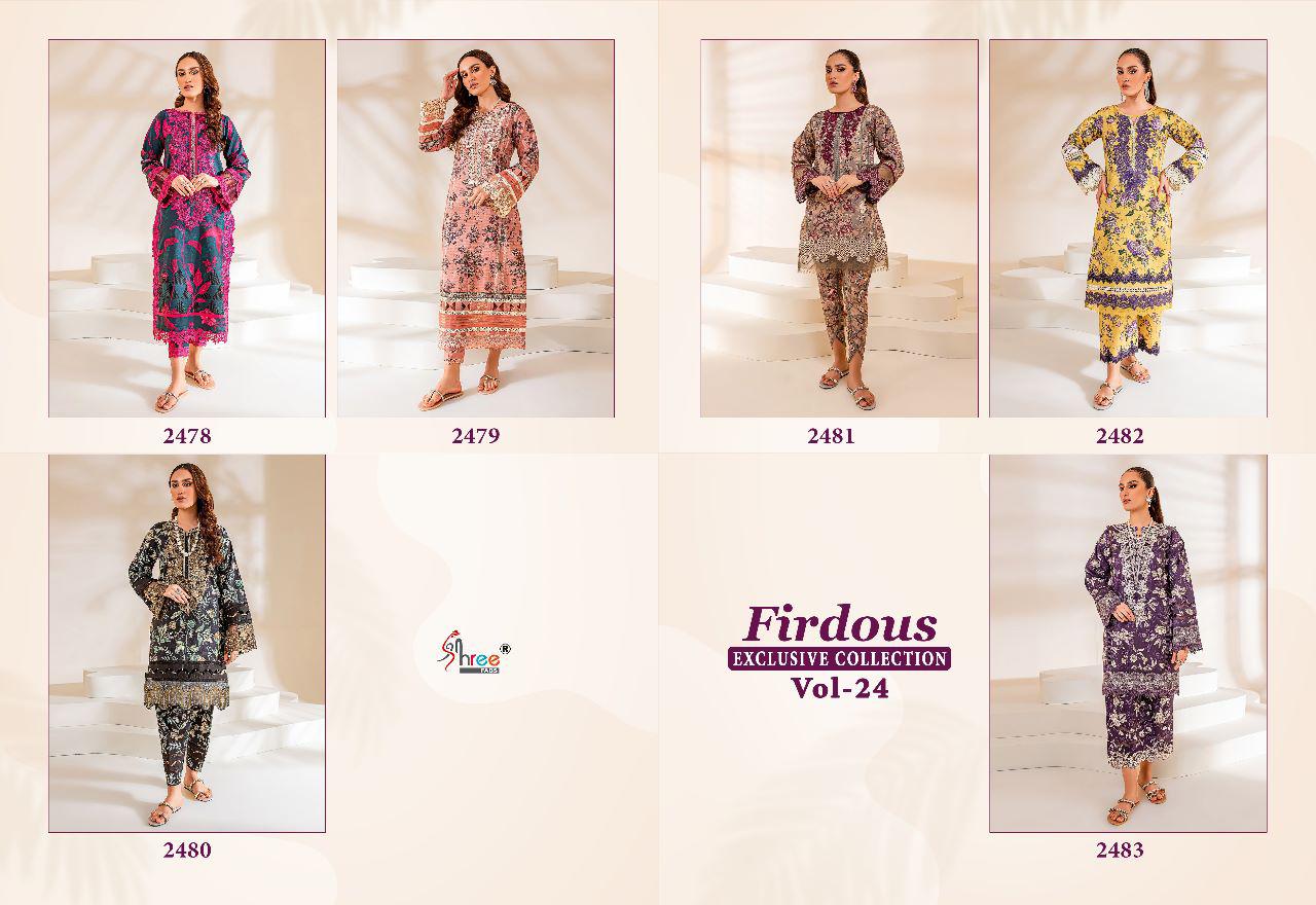 Shree Firdous Exclusive Collection Vol 24 Designer Wholesale Pakistani Suits
